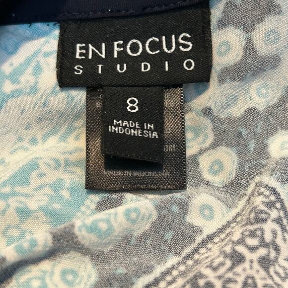 EnFocus Sheath Dress Aqua Blue Sleeveless Empire Waist Women's sz 8 Comfy - Picture 5 of 6